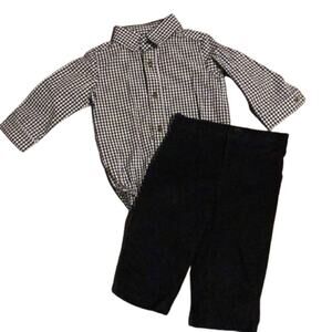 Carters Button Down Plaid Onesie & Corduroy Pants